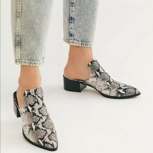 Anthropologie Ankle Strap Snake Skin Booties